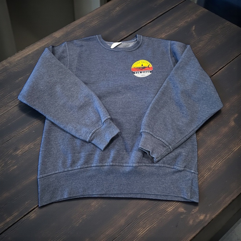 Pacific San Diego Shark Live Salty Graphic Crewneck Sweatshirt Men's Small